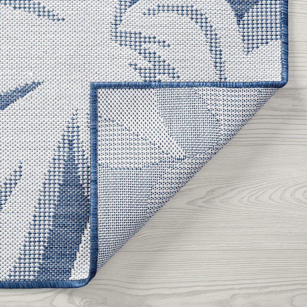 Edda Transitional Floral Indoor Rug, Blue/Cream, 7'11"x10'3"