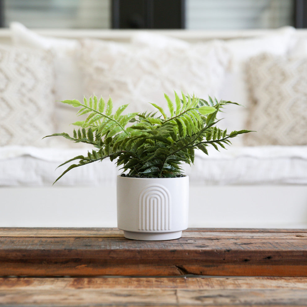 13in. Artificial Boston Fern Plant with Decorative Planter