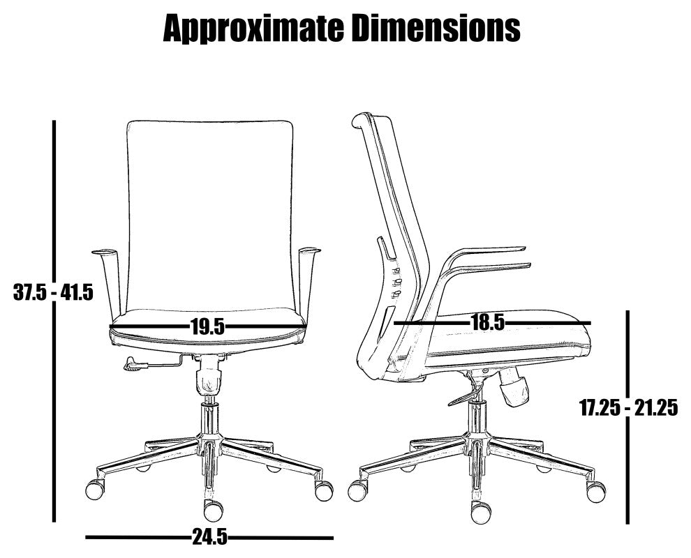Modern Ergonomic Office Chair Faux Leather Upholstery Lumbar Support, Black