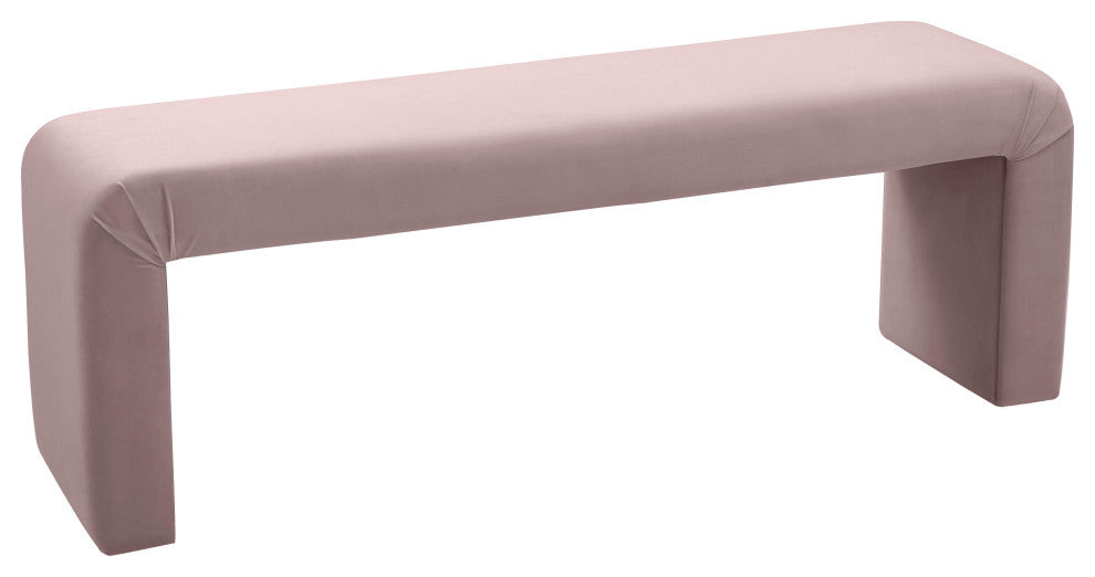 Minimalist Velvet Upholstered Bench, Pink
