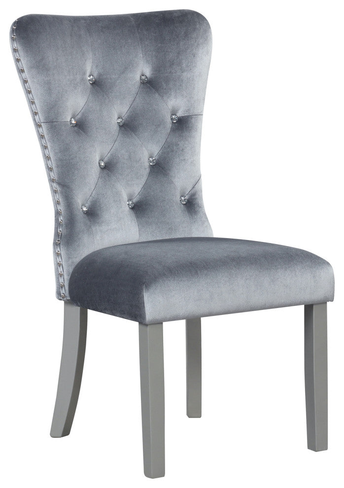 Geneva Silver Champagne Velvet Upholstered Side Chair, Set of 2