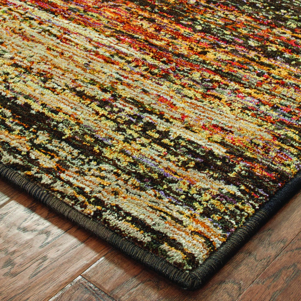 HomeRoots 3'x5' Distressed Gold and Charcoal Abstract Indoor Area Rug