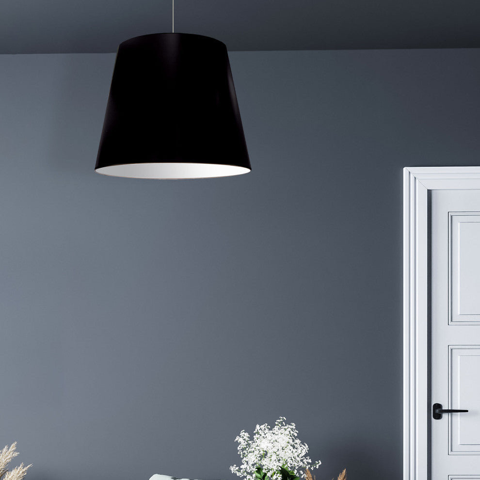 1-Light Oversized Drum Pendant Medium Black Shade