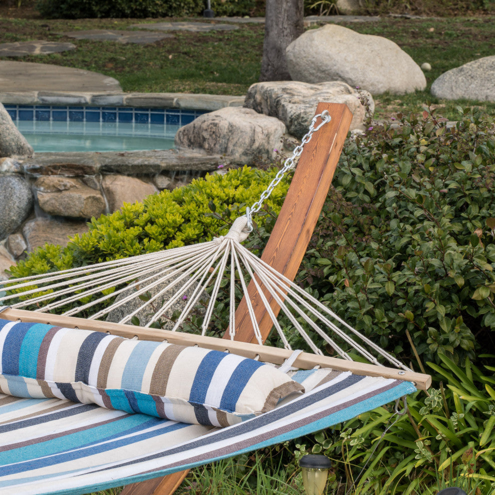 Kimse Outdoor Fabric Hammock with Larch Wood Base