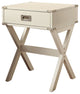 Benzara BM154580 1 Drawer Wooden End Table With X Shaped Legs, White