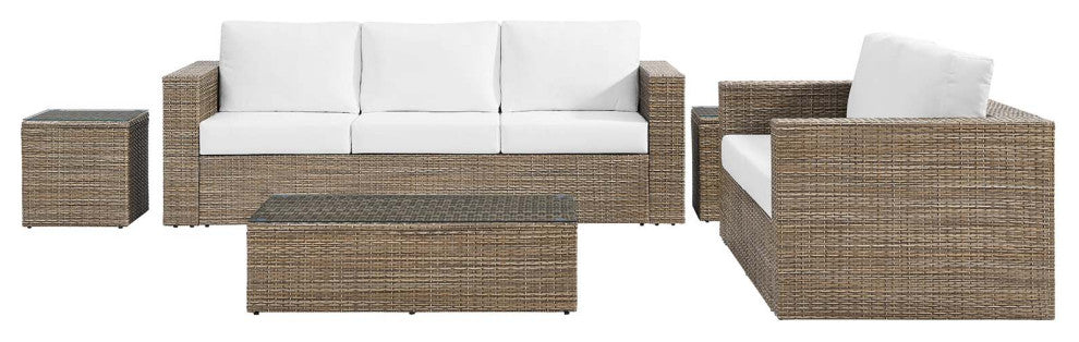Convene Outdoor Patio Outdoor Patio 5-Piece Furniture Set, Cappuccino White