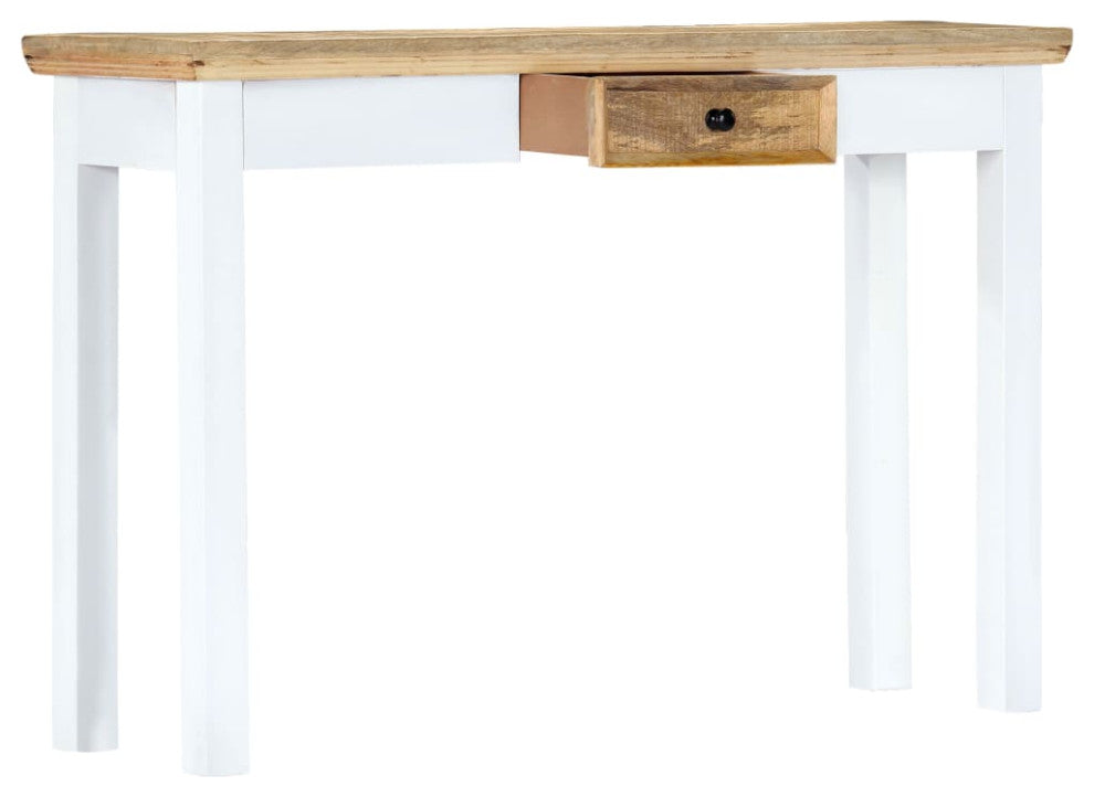 vidaXL Console Table Entryway Table Side Table White and Brown Solid Mango Wood