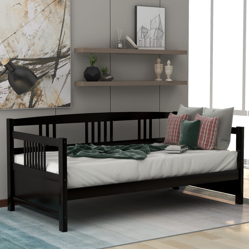 Gewnee Solid Wood Twin Size Daybed in Espresso