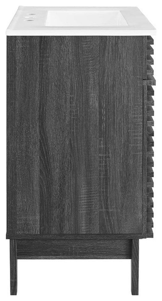 Modway Render 30" Particleboard Bathroom Vanity Cabinet in Charcoal/White