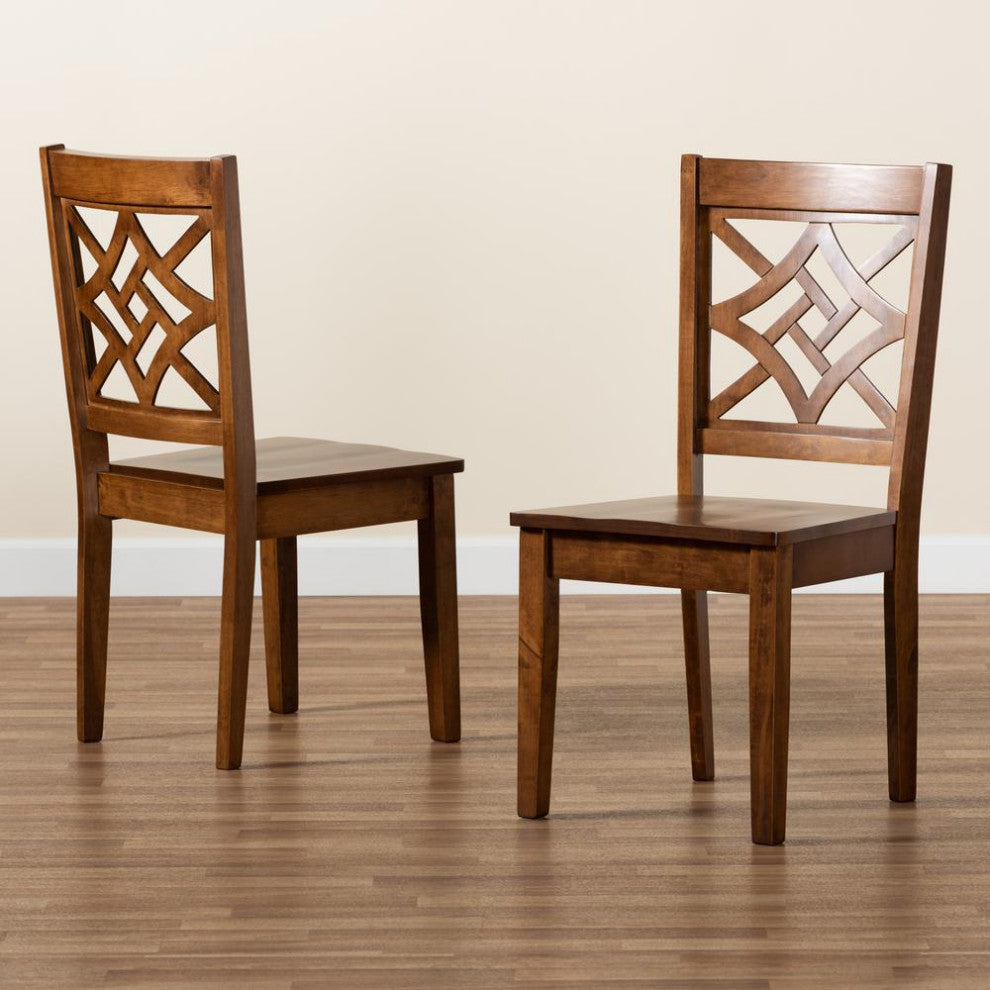 Walnut Brown Finished Wood 2-Piece Dining Chair Set