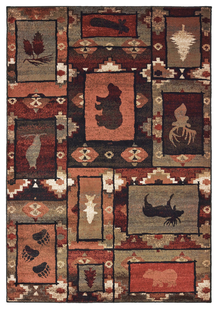 Wilder Southwest Lodge Brown/Rust Area Rug, 1'10"x3'