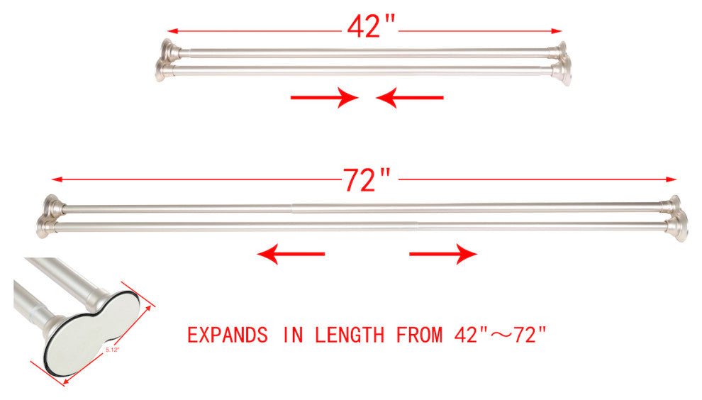 Utopia Alley Rustproof Aluminum Double Tension Straight Shower Curtain Rod 42-72, Brushed Nickel