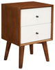 Brown and White Century Modern Wood 2 Drawer Nightstand