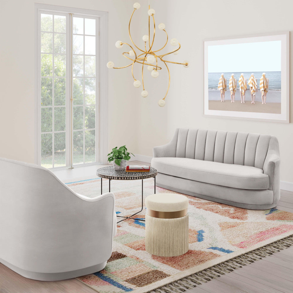 Peyton Light Gray Velvet Loveseat