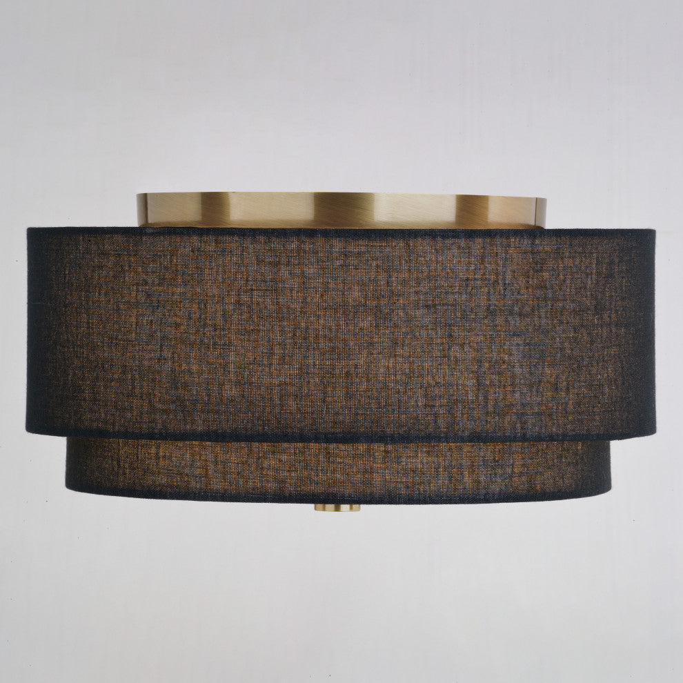 Burnaby Mid-Century Drum Semi Flush Ceiling Light, Matte Brass, 13-in W X 6.75-in H X 13-in D