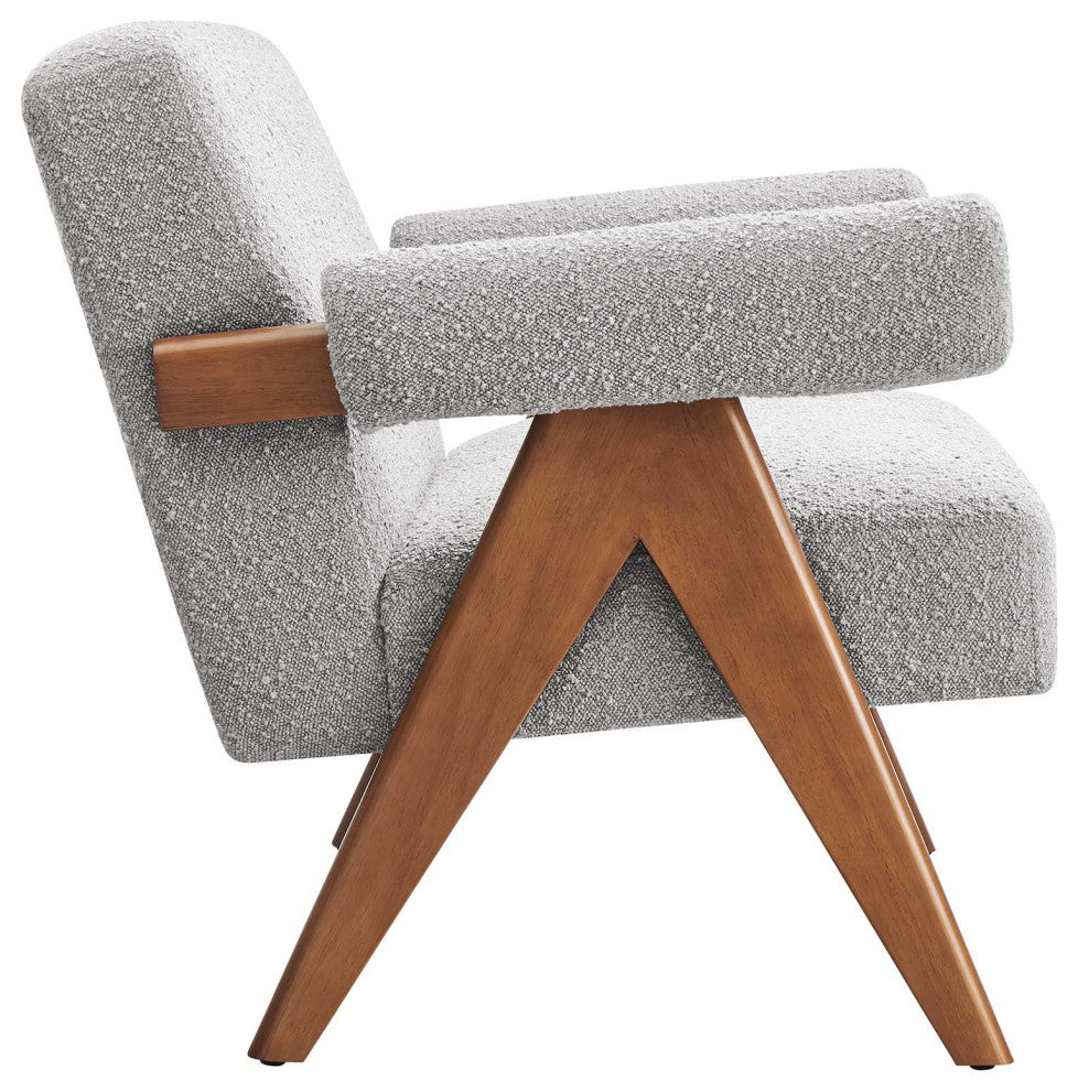 Lyra Boucle Fabric Loveseat, Light Gray