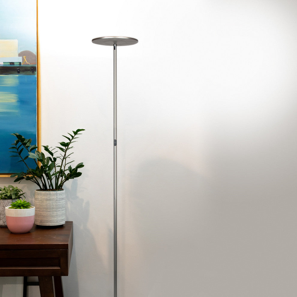 Brightech Sky Flux LED Torchiere Floor Lamp, Brushed Nickel