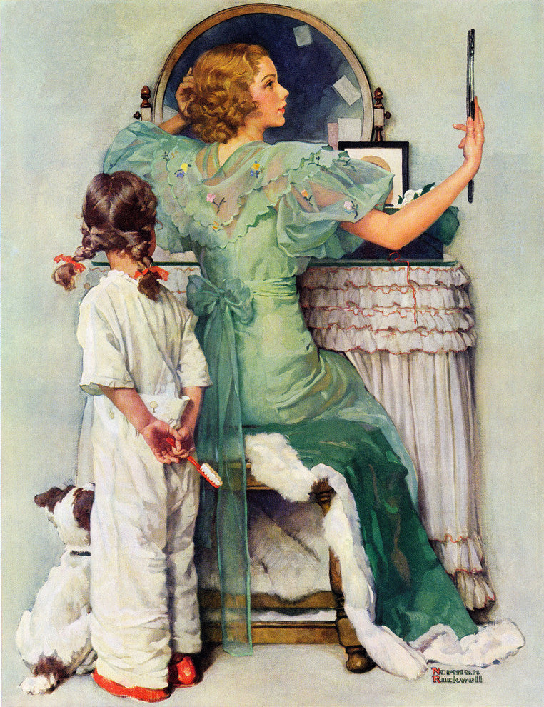 "Going Out" Painting Print on Canvas by Norman Rockwell