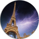 Beautiful View Paris Eiffel Tower Under Purple Sky, Round Wall Art, 36"