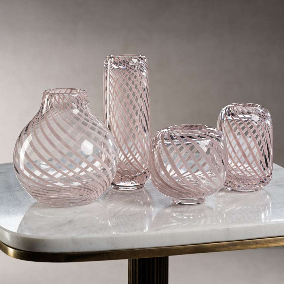 Chantilly Blush Glass Bud Vase, Short Narrow
