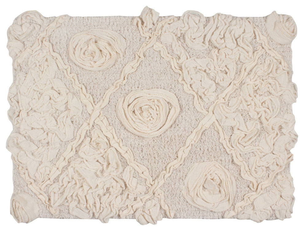 Modesto Bath Rug Bath Rug Set, Machine Wash, 17x24" Rectangle, Ivory