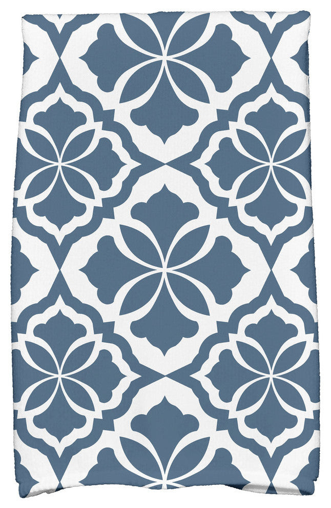 18x30" Ceylon, Geometric Print Hand Towels, Blue