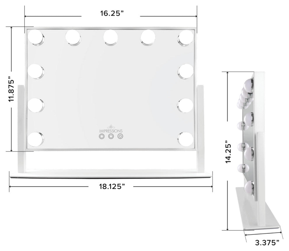 Hollywood Tri Tone Artiste XL Makeup Mirror, White