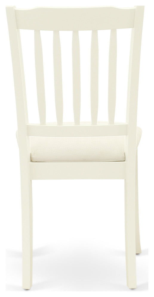 5Pc Dining Set, Square Table, Four Linen Seat Chairs, Linen White