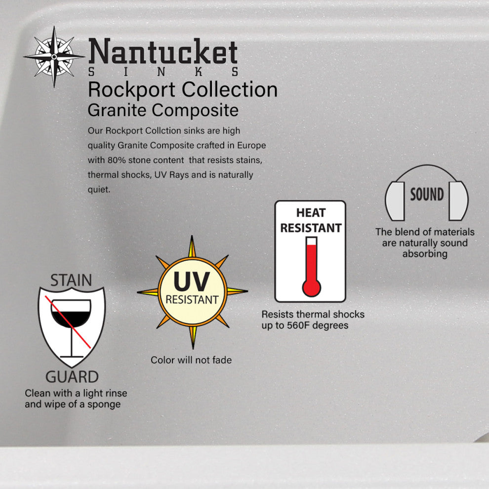 Nantucket Sinks PR3320-APS-TI 33" Reversible Granite Composite Apron Sink