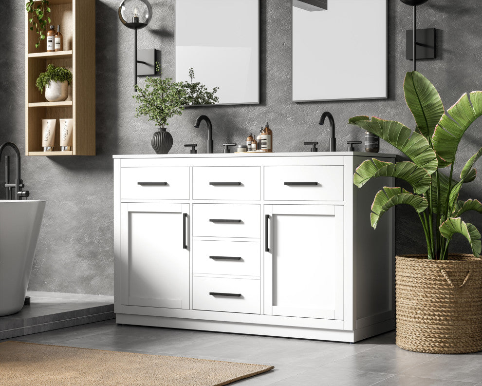 Home Living 54" Double Bathroom Vanity, White