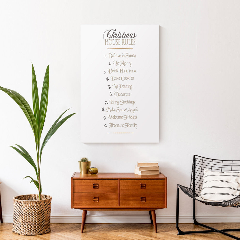 Christmas House Rules 24x36 Canvas Wall Art