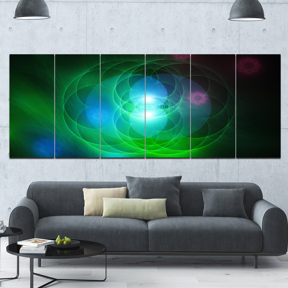 Merge Colored Spheres., Large Abstract Canvas Art Print, 70"x28", 6 Panels