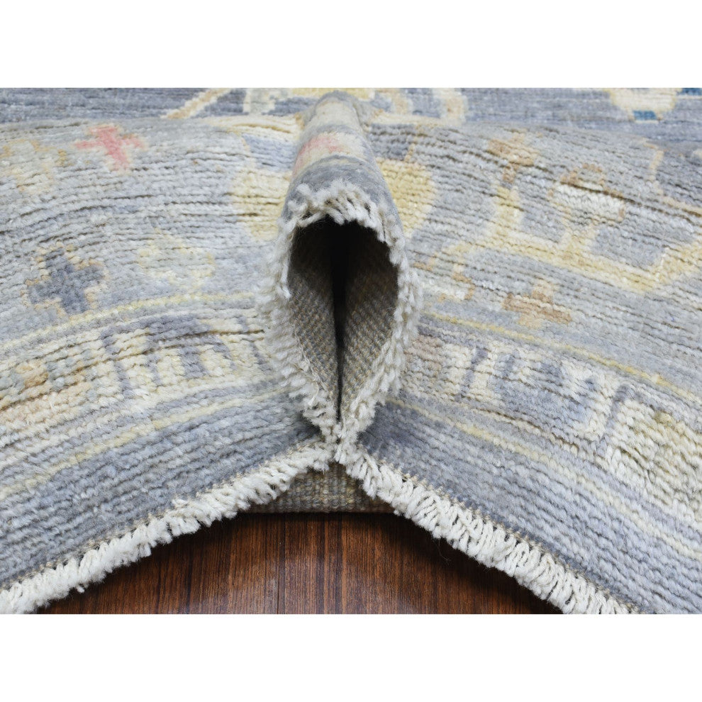 Stone Gray Hand Knotted Afghan Angora Oushak Soft Wool Oriental Rug, 8'2"x9'10"
