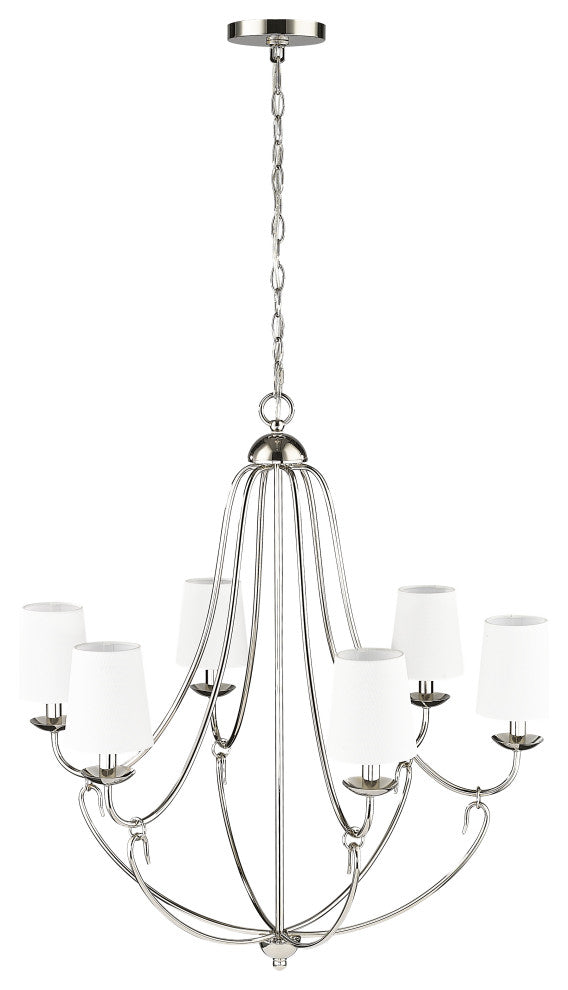 6 Light 28.5 in. Polished Nickel Chandelier