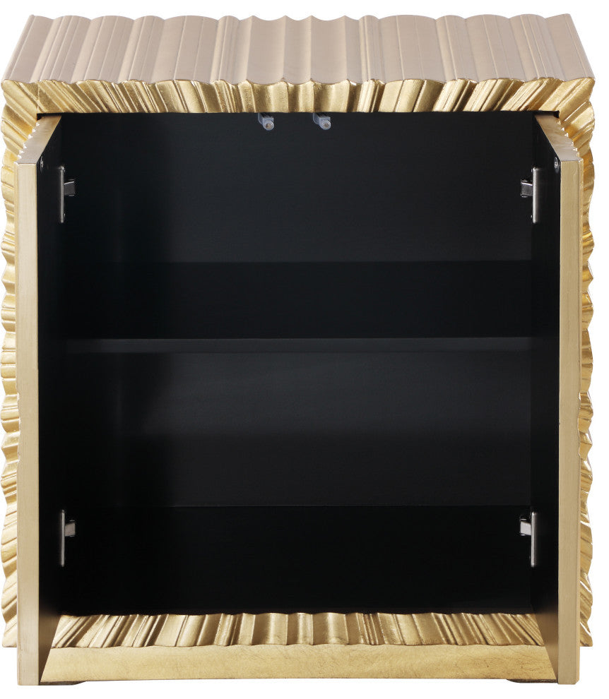 Golda Starburst Design Side Table in Gold Leaf Finish