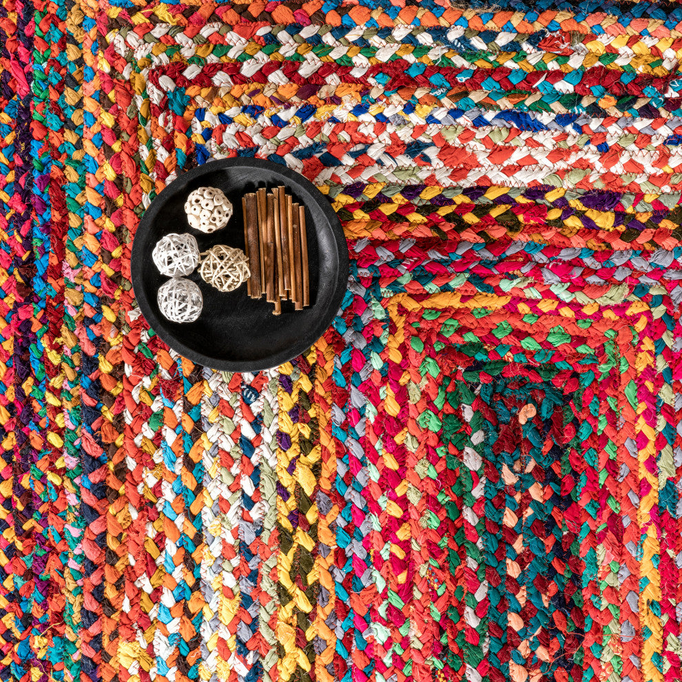 Nuloom Casual Handmade Braided Cotton Area Rug, Multicolor 6'x9'