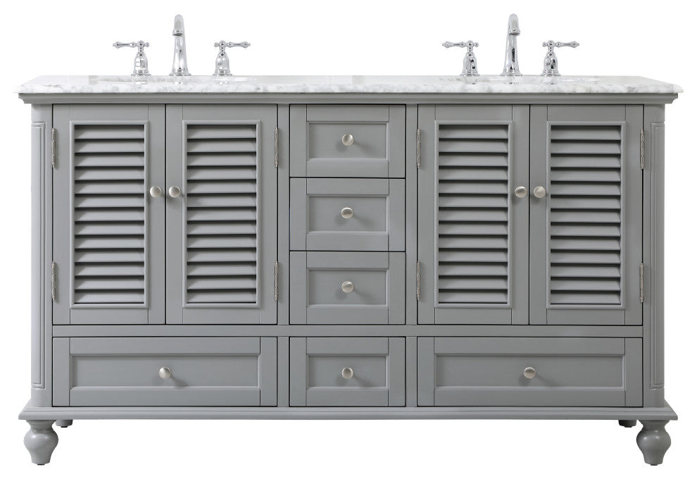 Rhett 60" Double Bathroom Vanity, Gray