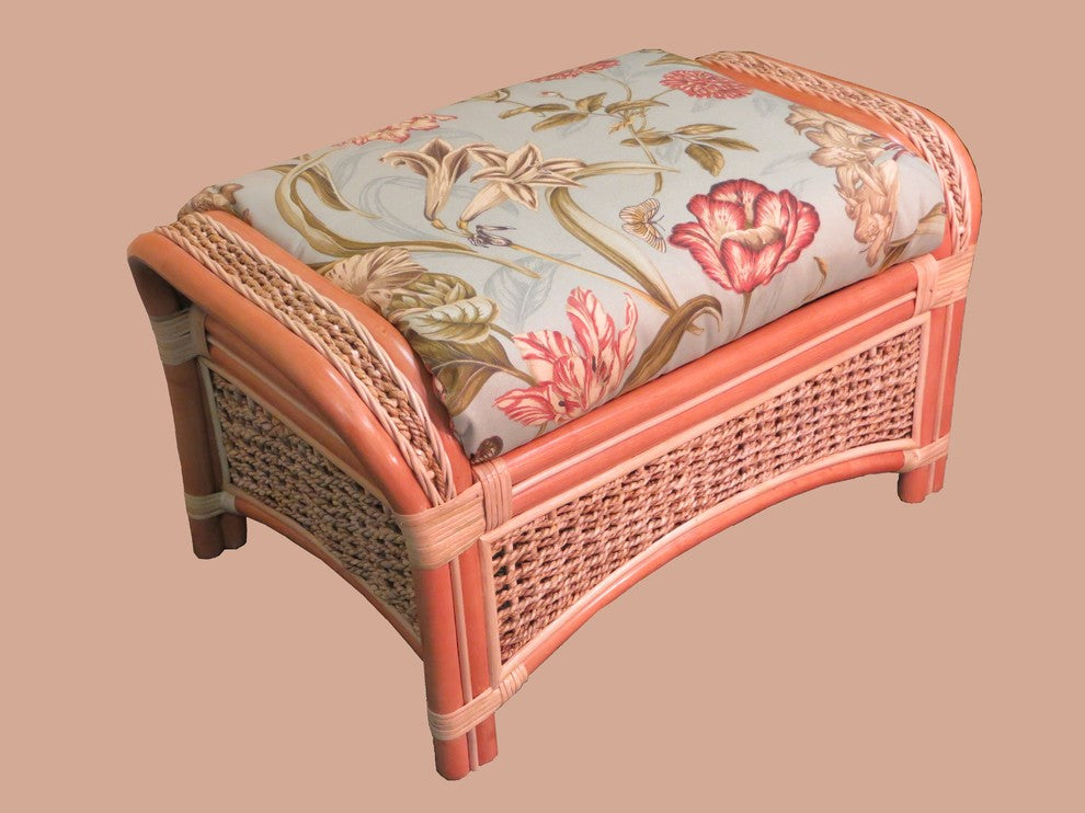 Spice Island Ottoman in Natural, Wheat Fabric