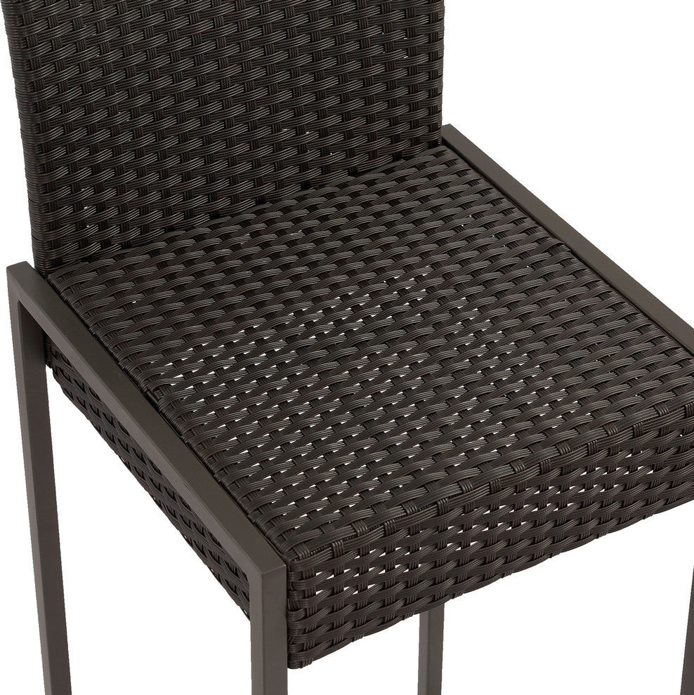 GDF Studio Kelly Outdoor Wicker 30" Barstool, Dark Brown, Set of 4