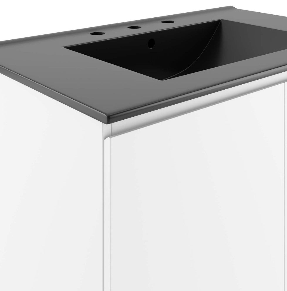 Bryn 30" Wall-Mount Bathroom Vanity, White Black