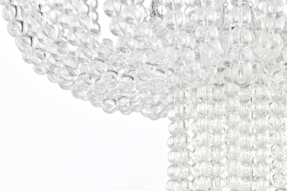 Helena 3-Light Glam Flush Mount Ceiling Light With Crystal Beads, Chrome
