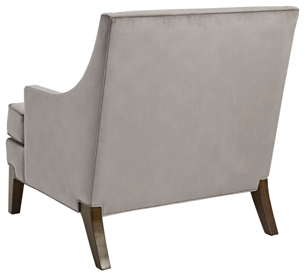 Martha Stewart Anna Velvet Lounge Chair with Included Lumbar Pillow, Grey