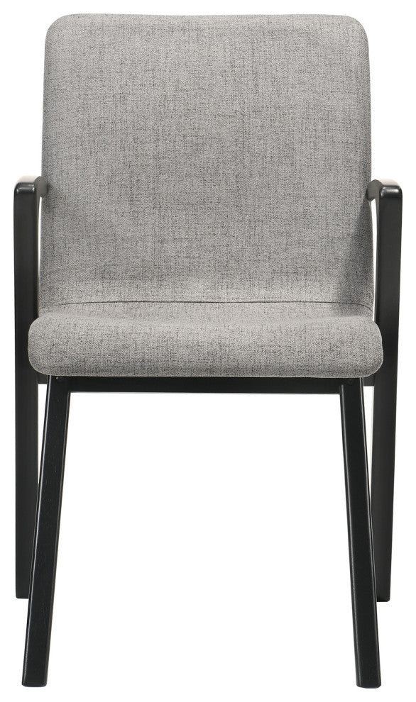 Varde Dining Accent Chair With Black Finish and Gray Fabric, Set of 2