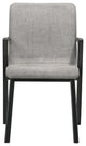 Varde Dining Accent Chair With Black Finish and Gray Fabric, Set of 2