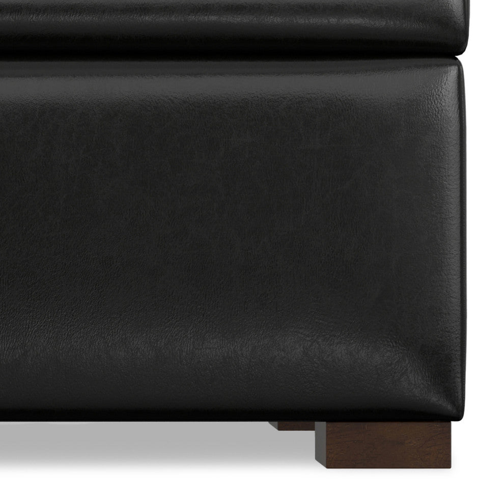 Gabbie Rectangular Storage Ottoman, Midnight Black