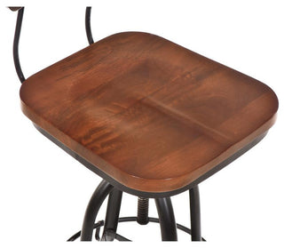 Mason Adjustable Barstool - Chestnut Seat - Black Base