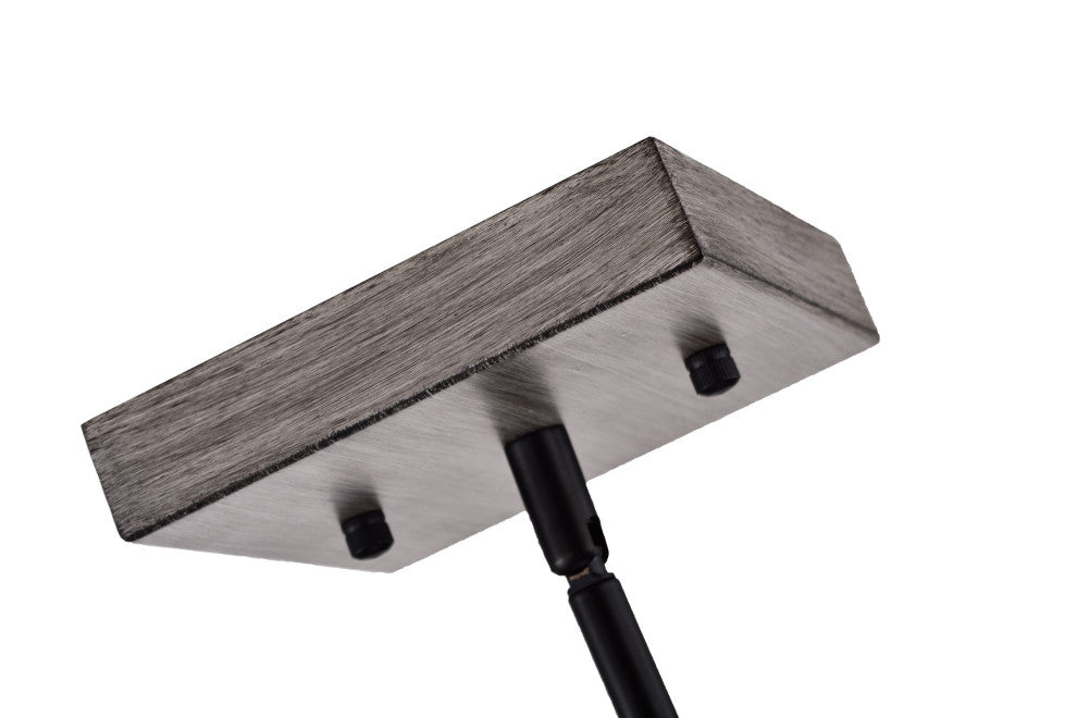 4-Light Wood and Black Cage Linear Pendant