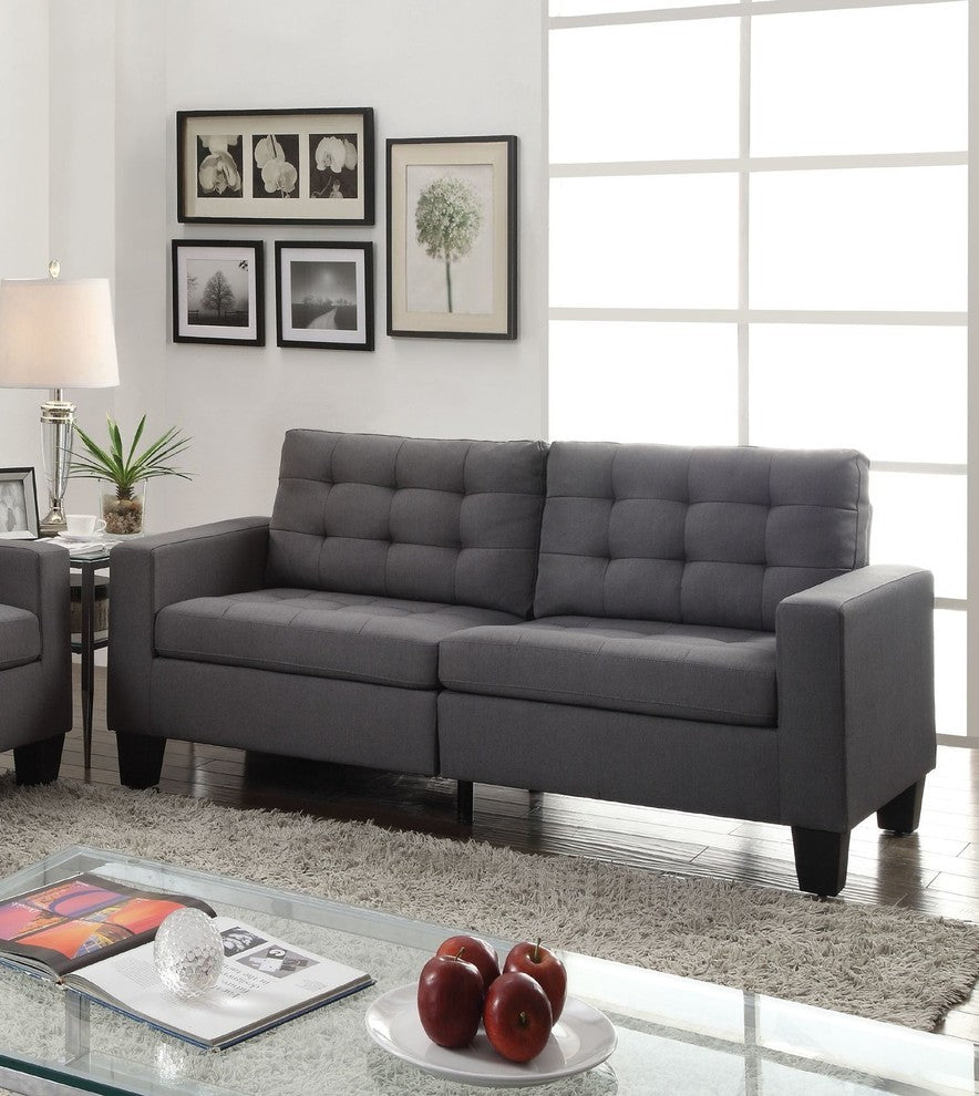 Benzara BM156309 Dashing Sectional Sofa In Gray Linen Fabric