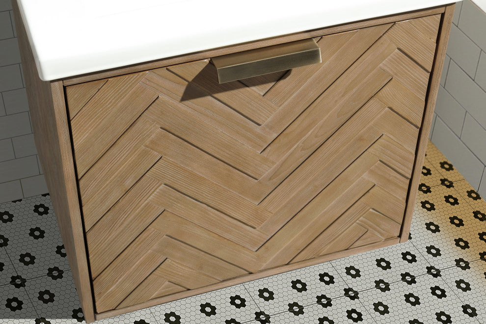 Ari Kitchen and Bath Carlsbad 24" Floating Bathroom Vanity Weathered Fi