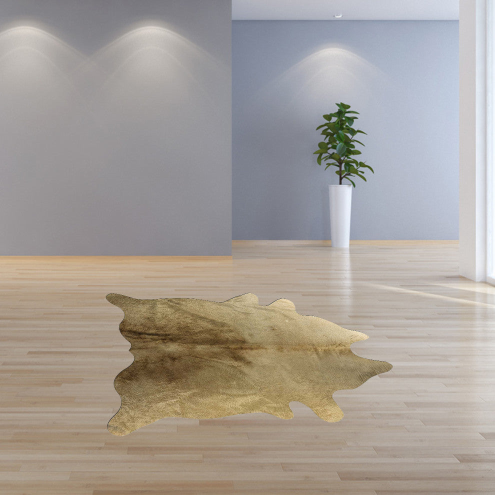 HomeRoots 72" x 84" Gold Cowhide Rug